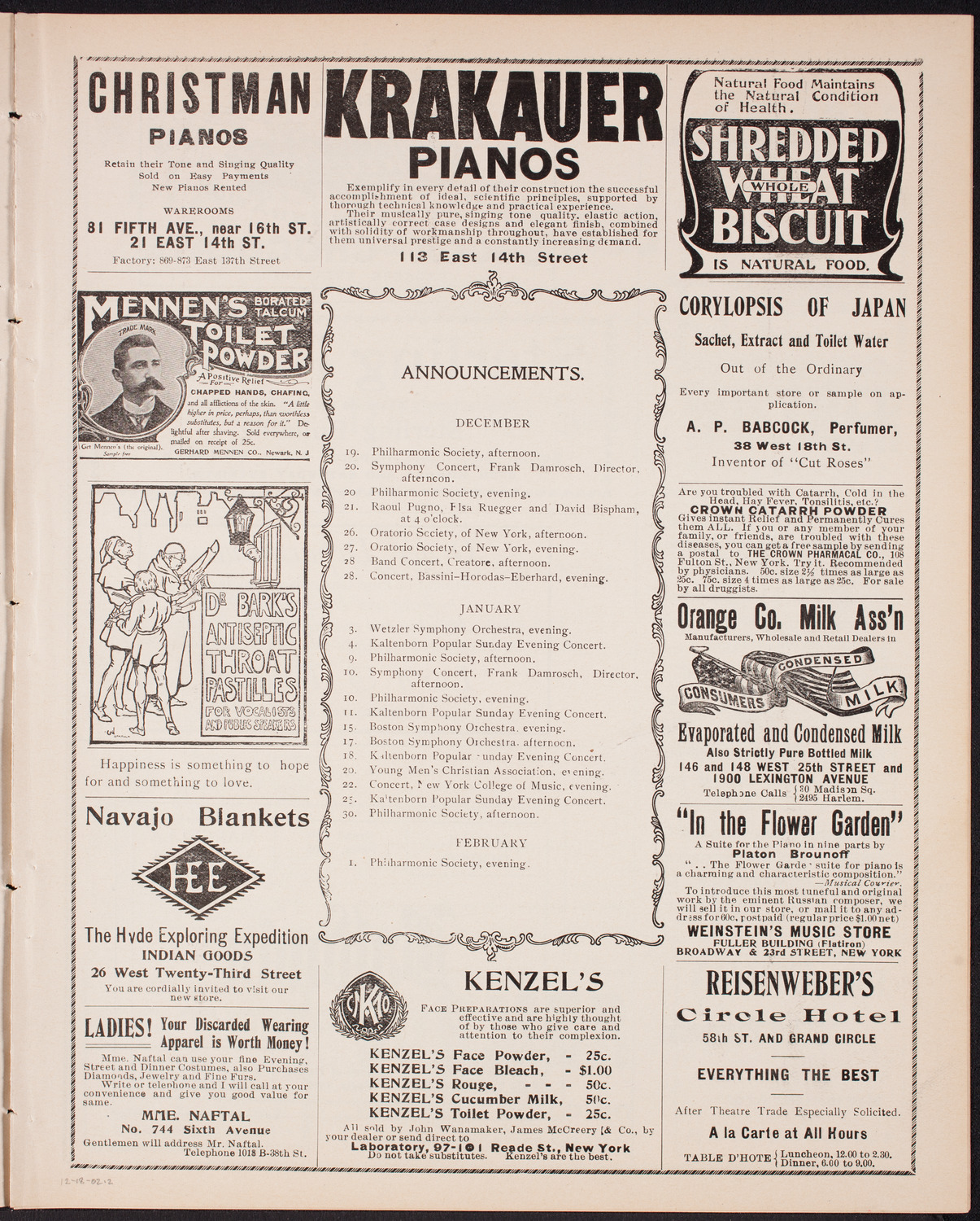 Musical Art Society of New York, December 18, 1902, program page 3