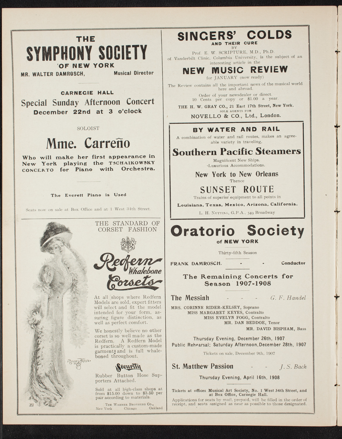 Josef Hofmann, Piano, December 19, 1907, program page 2