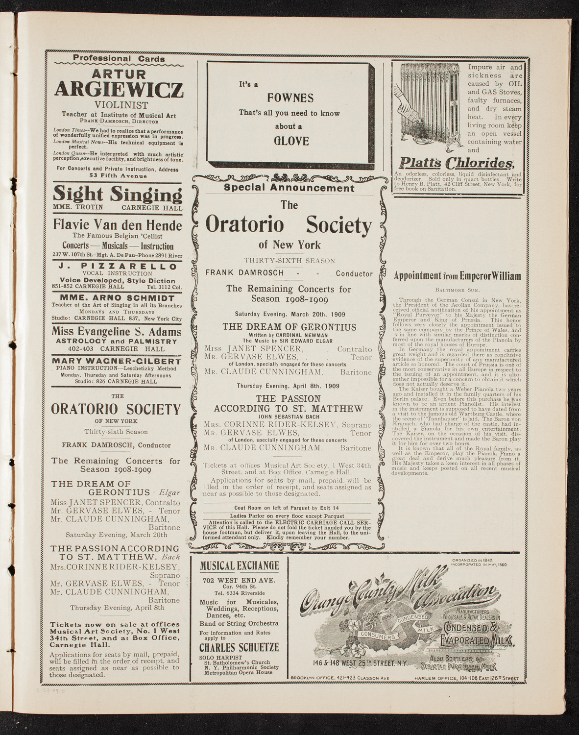 Symphony Concert for Young People, February 27, 1909, program page 9