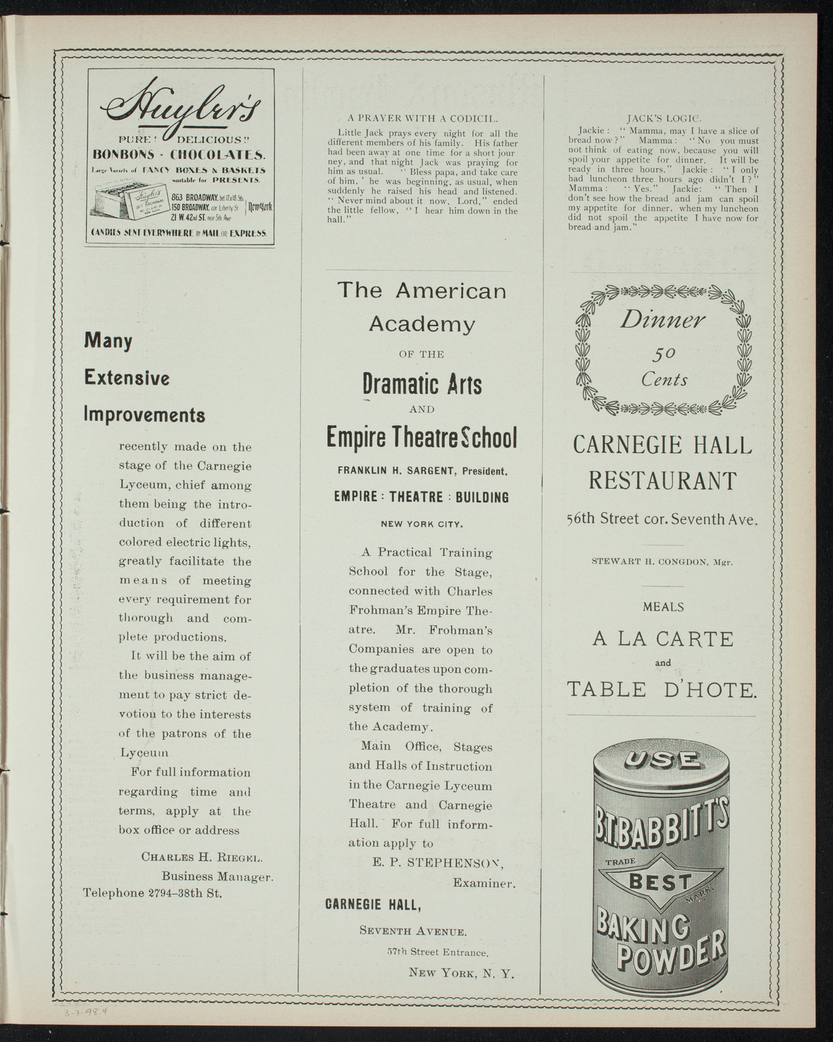 Students' Dramatic Club, March 7, 1898, program page 7
