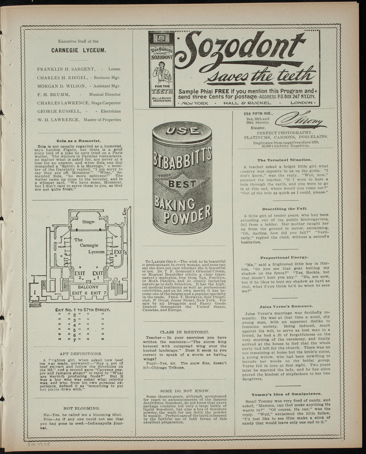 Comparative Literature Society Saturday Morning Conference, March 18, 1899, program page 3