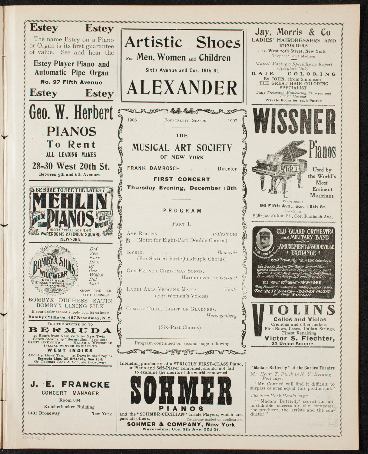 Musical Art Society of New York, December 13, 1906, program page 5