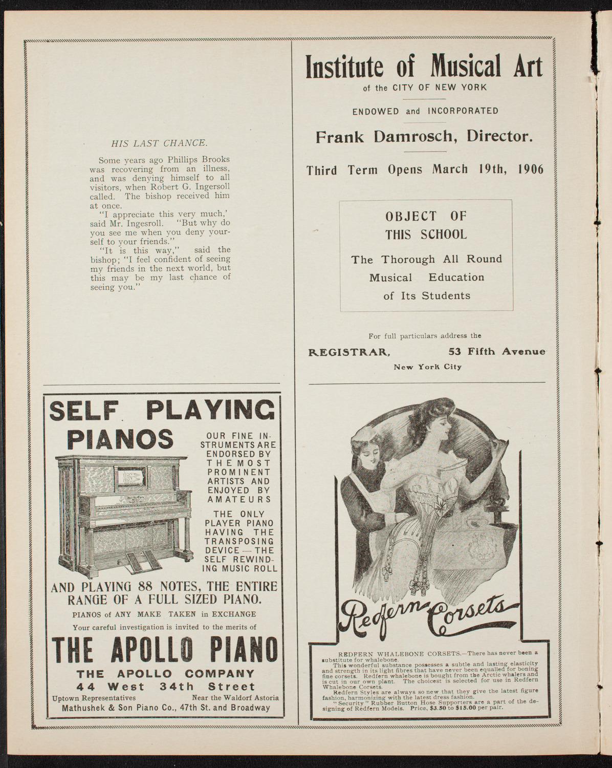 People's Choral Union of New York, April 16, 1906, program page 2