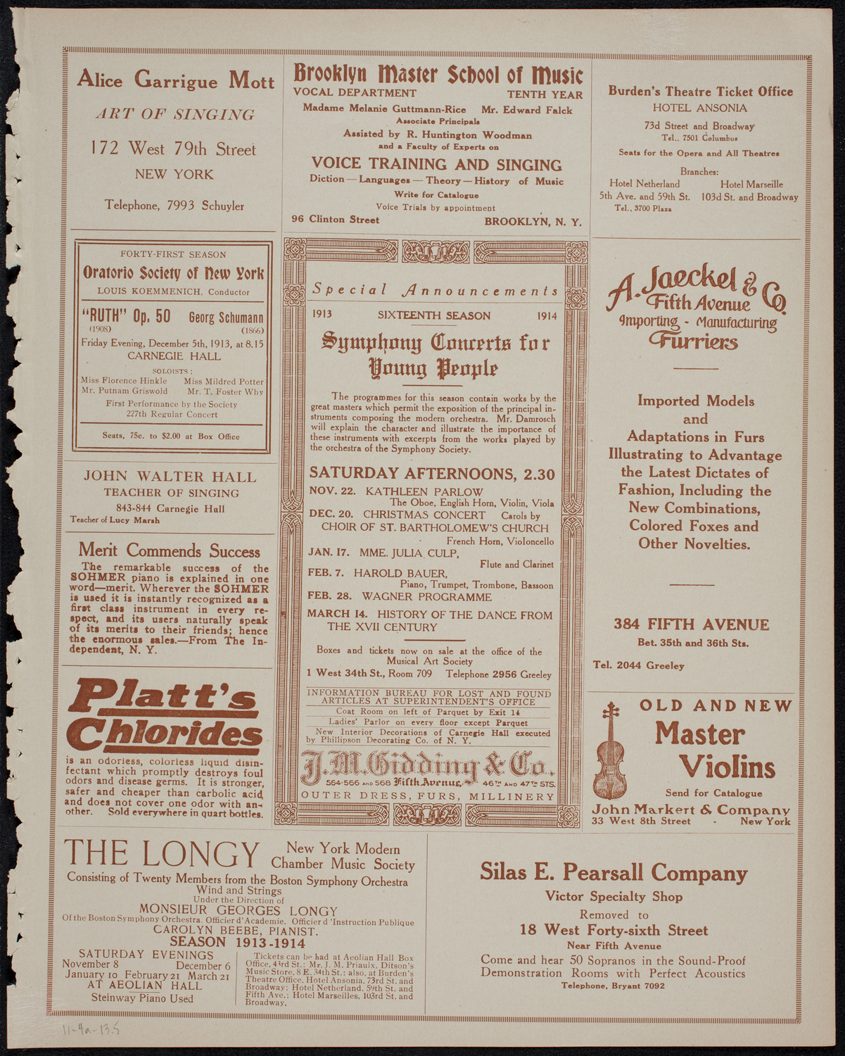 Teresa Carreño, Piano, November 4, 1913, program page 9