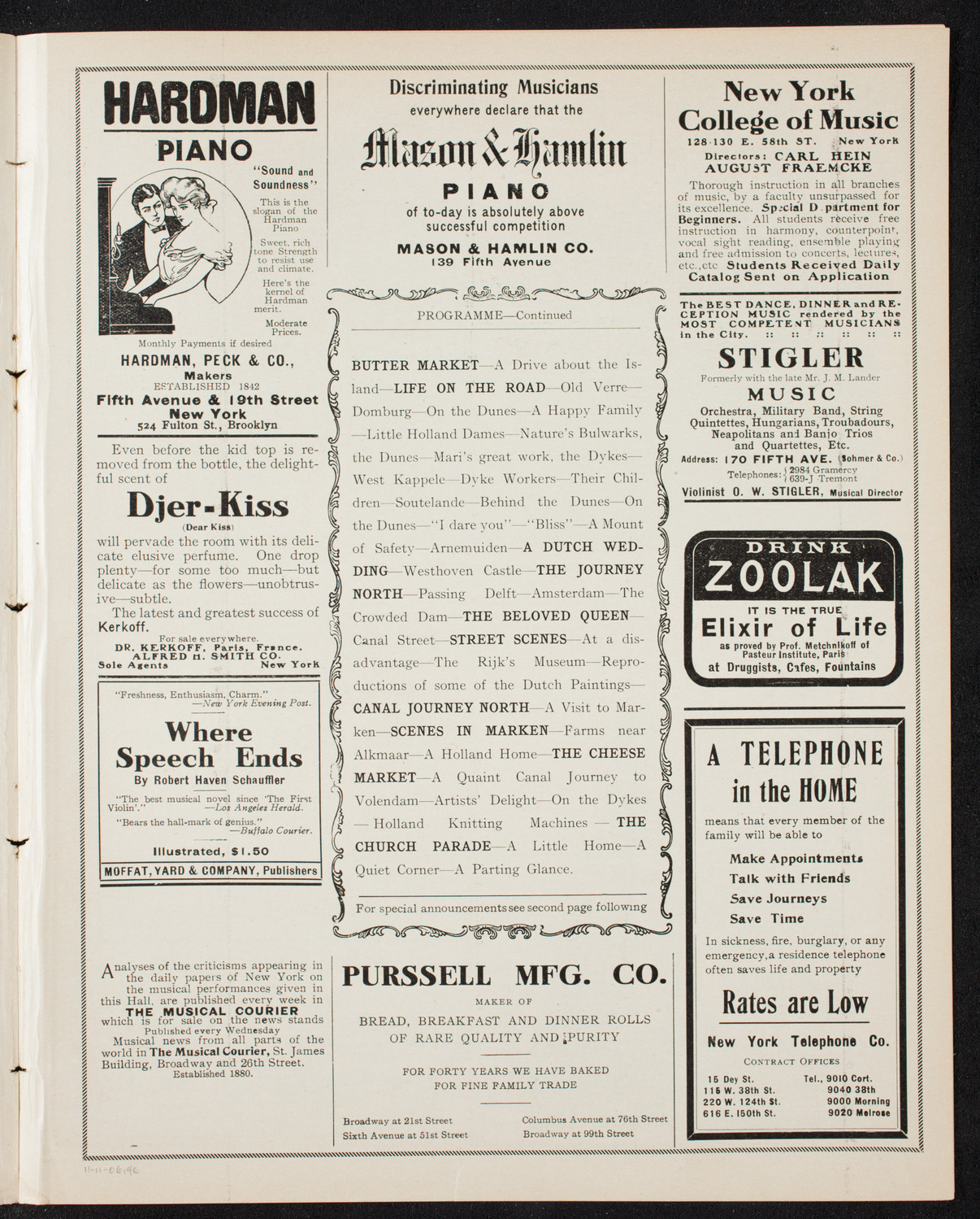 Elmendorf Lecture: Quaint Holland, November 11, 1906, program page 7