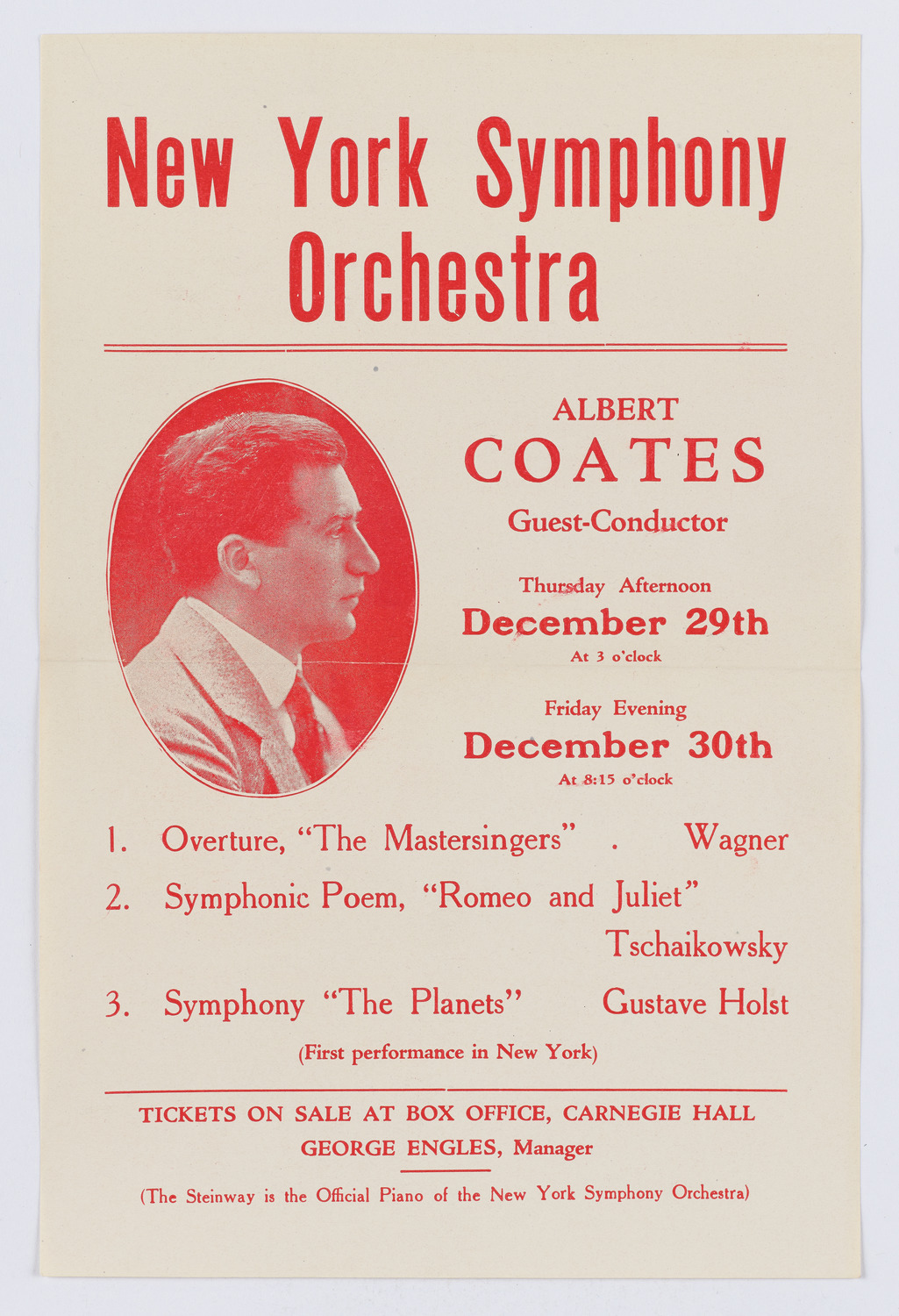 New York Symphony Orchestra, December 1921