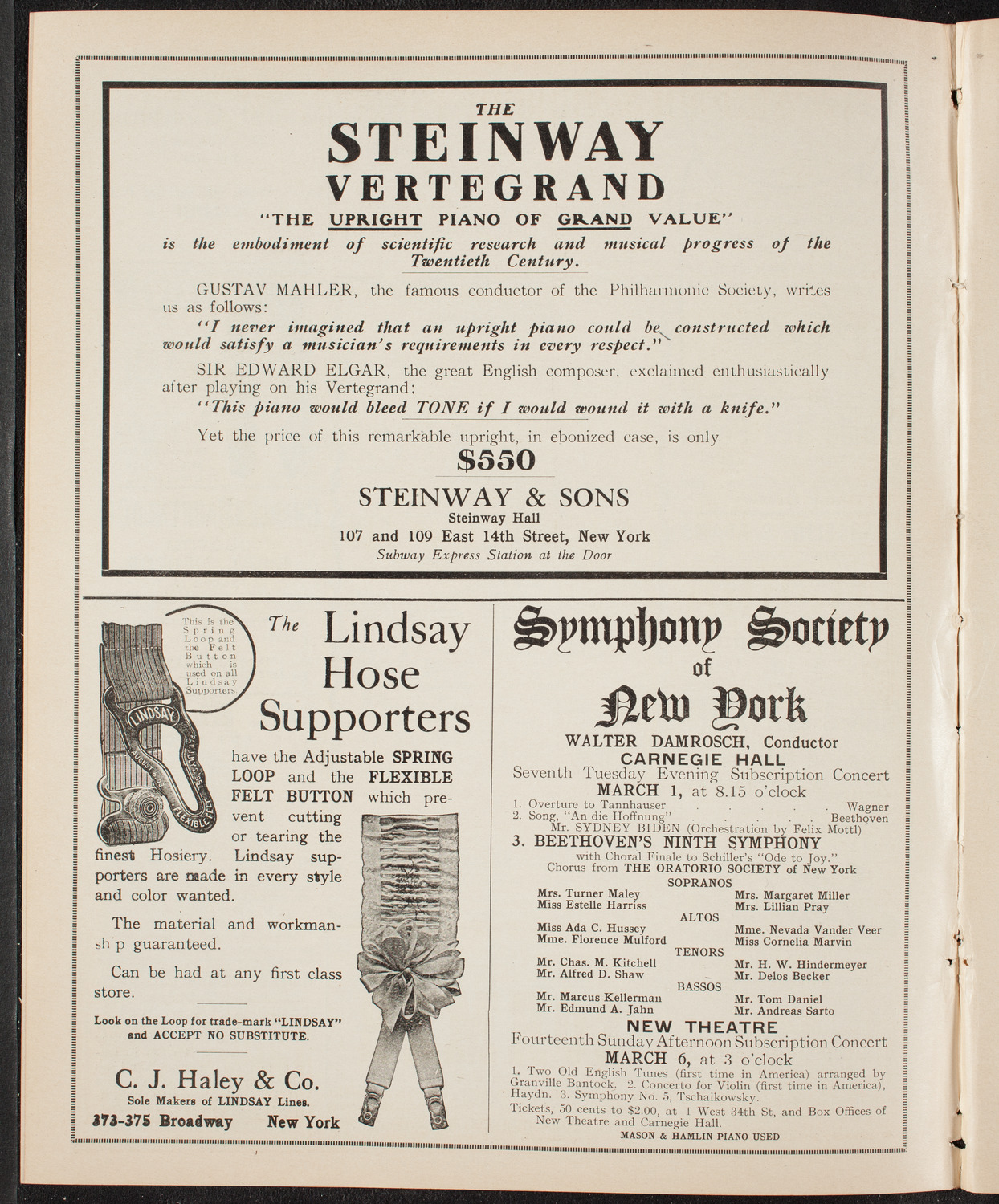 Marcella Sembrich, Soprano, March 1, 1910, program page 4
