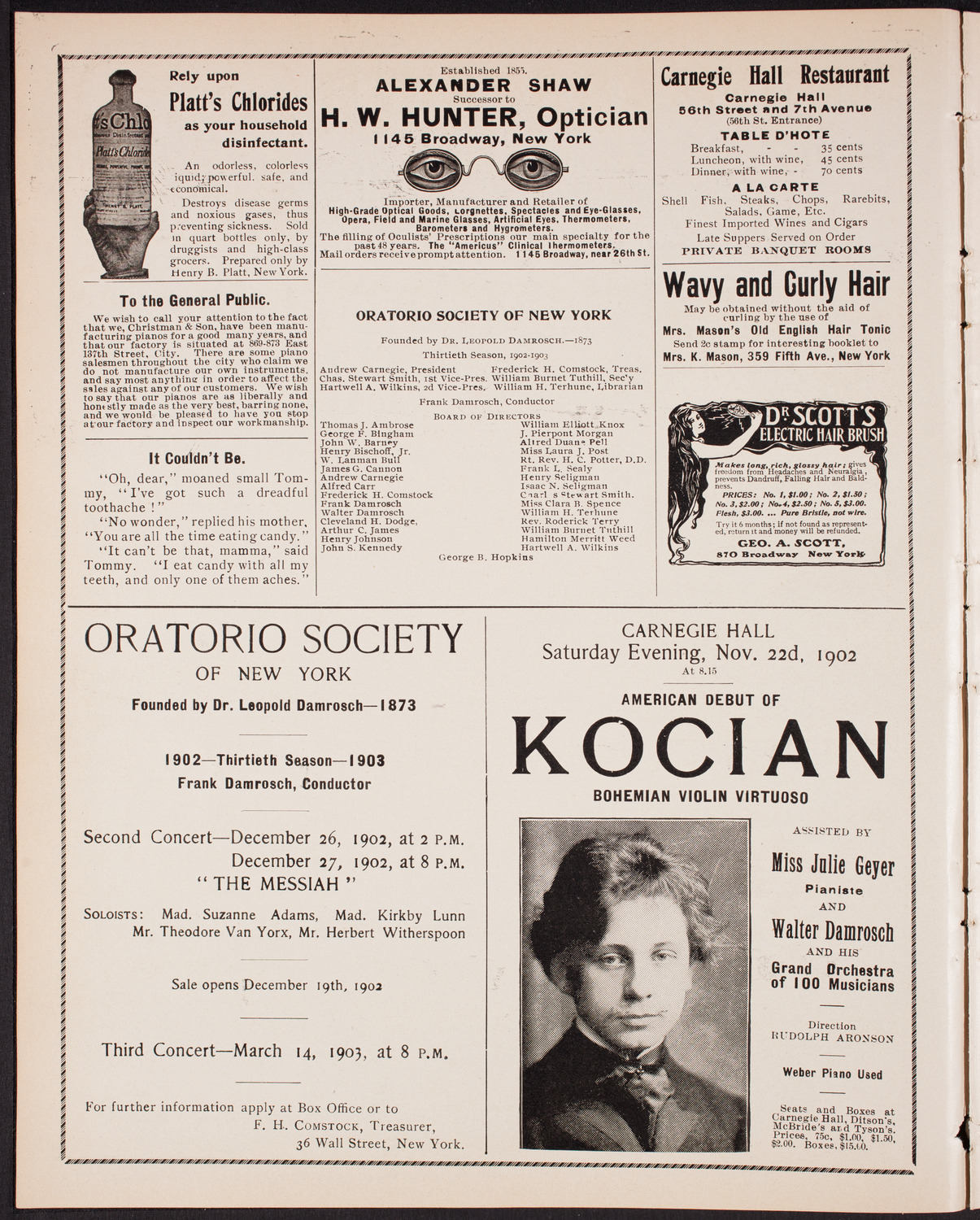 Oratorio Society of New York, November 18, 1902, program page 2