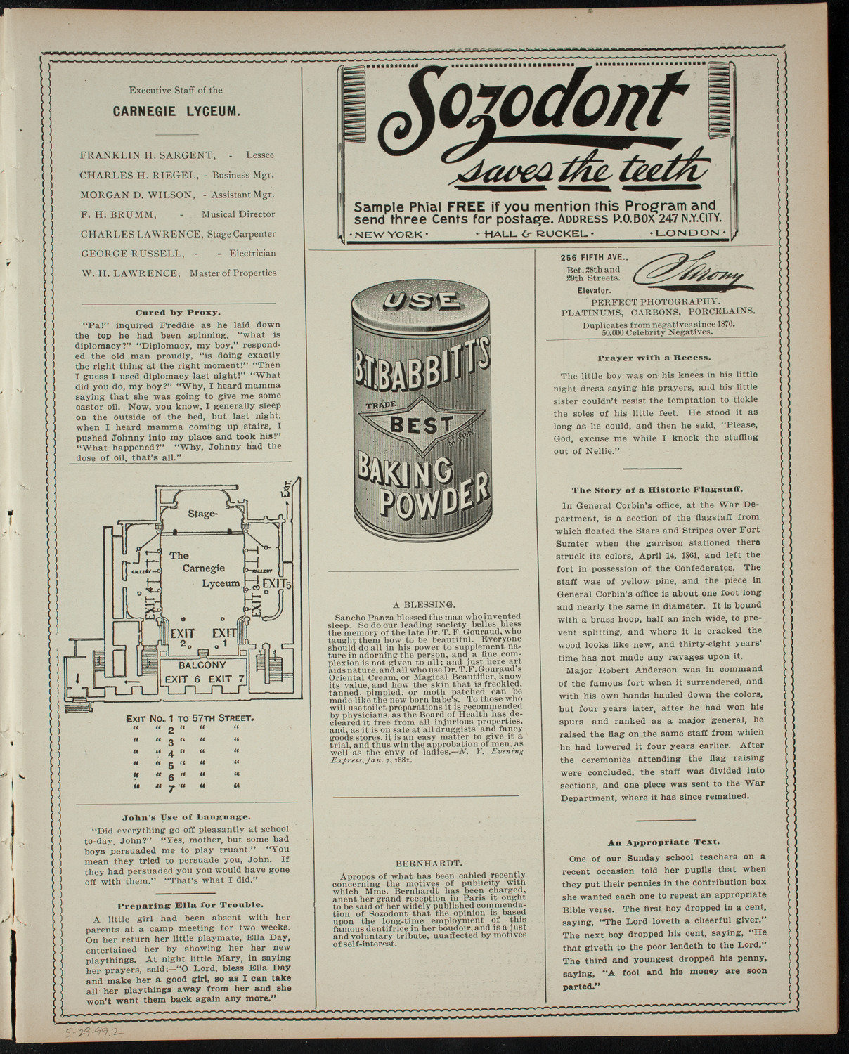 Ibsen's "Ghosts", May 29, 1899, program page 3