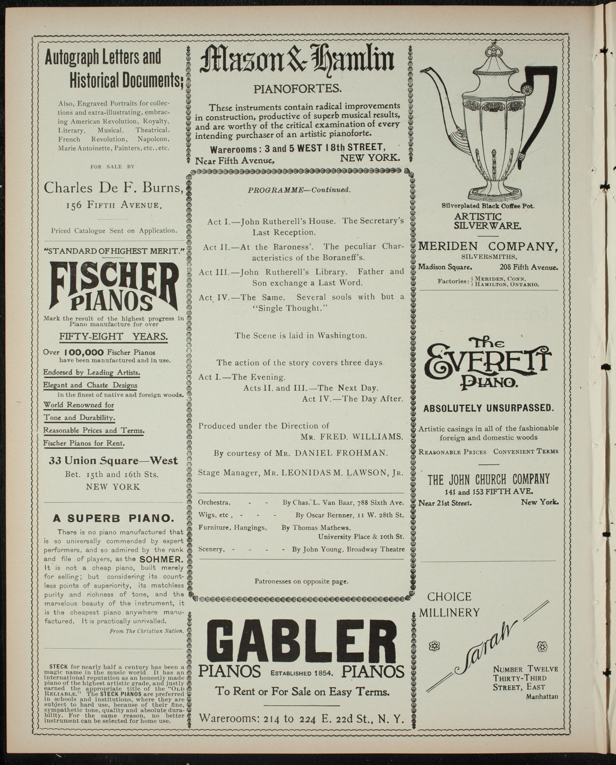 Vassar College Dramatic Performance, April 24, 1899, program page 6
