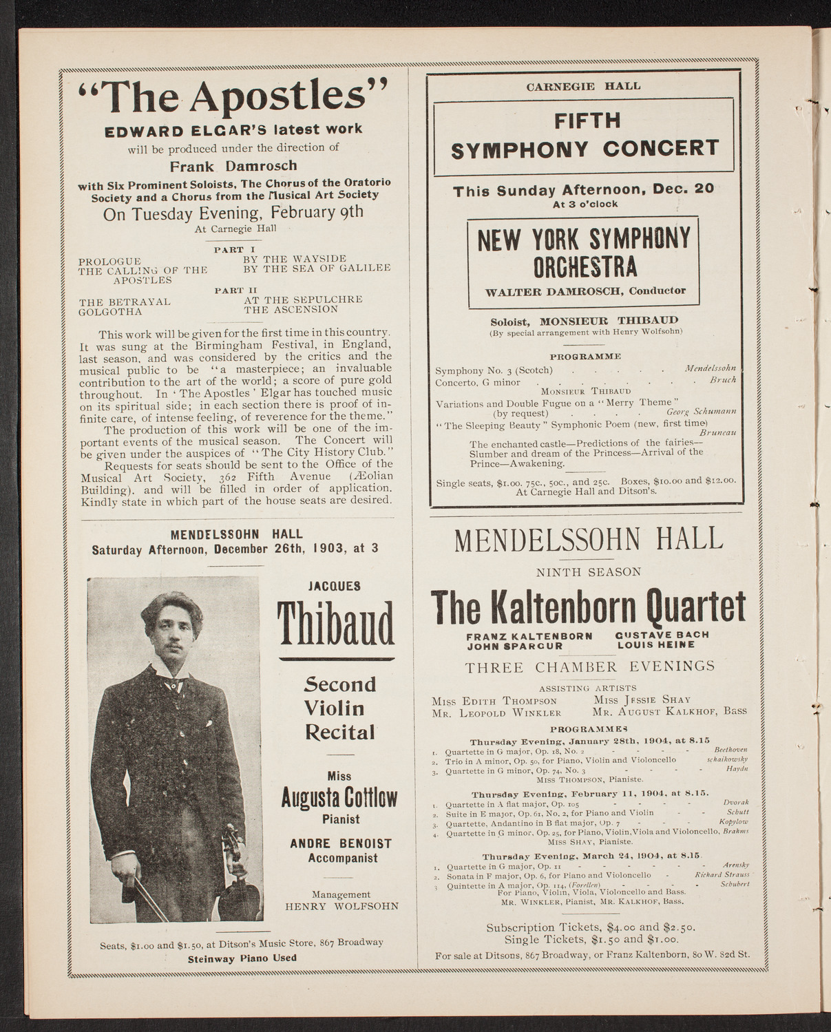 Nellie Melba, Soprano, and Her Concert Company, December 18, 1903, program page 8