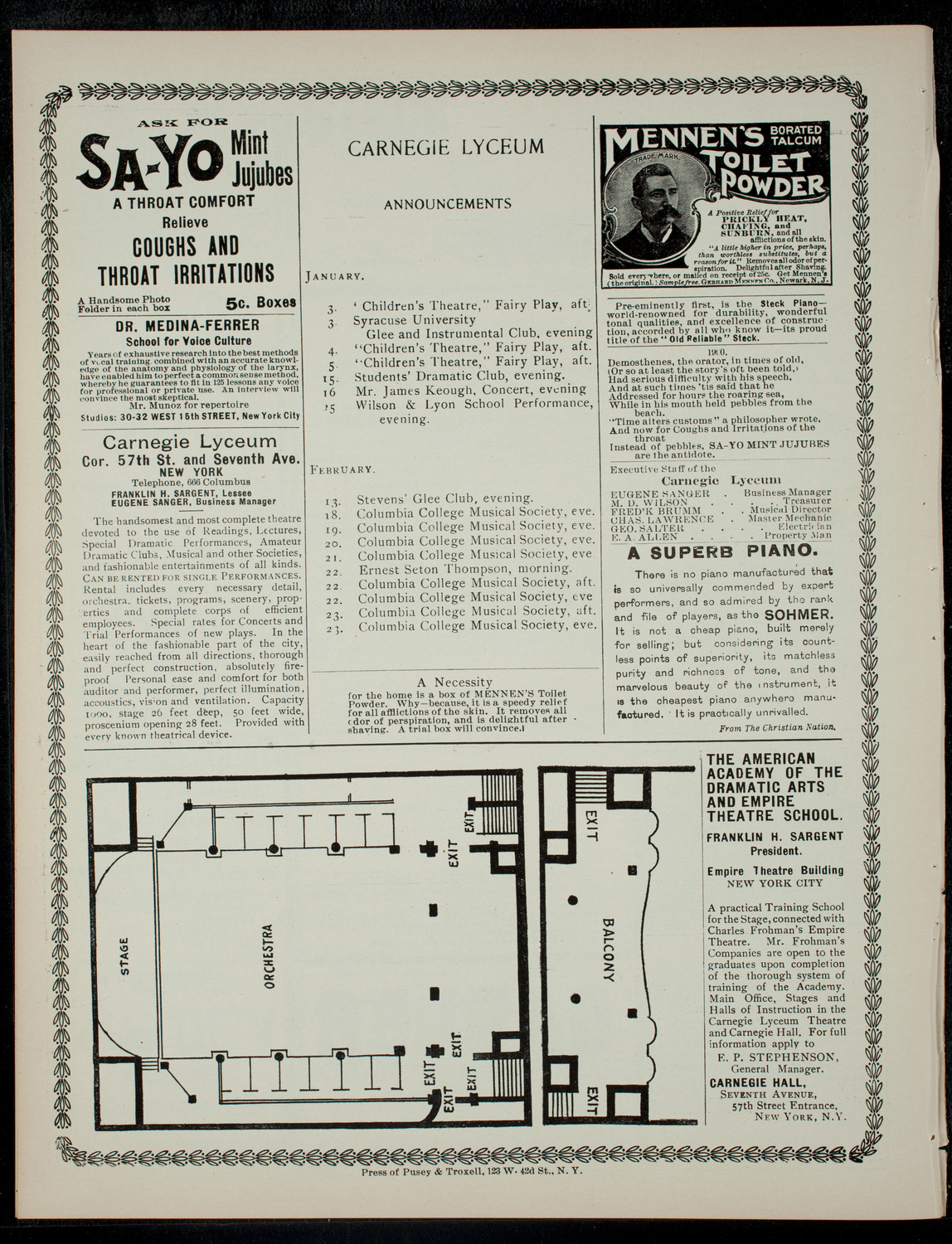 The Children's Theatre, January 2, 1901, program page 4