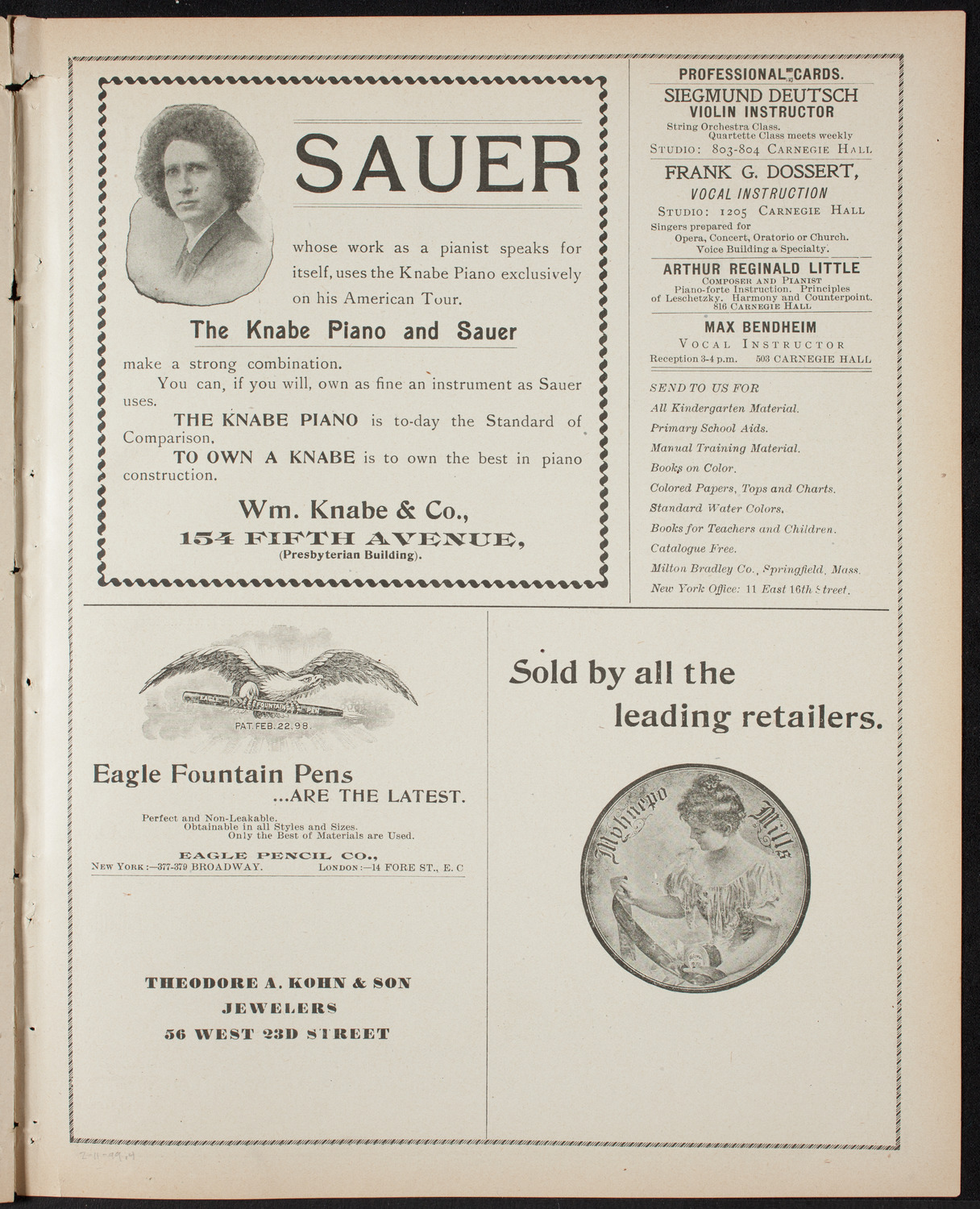 Benefit: Workingman's School and District Nursing Department, February 11, 1899, program page 7