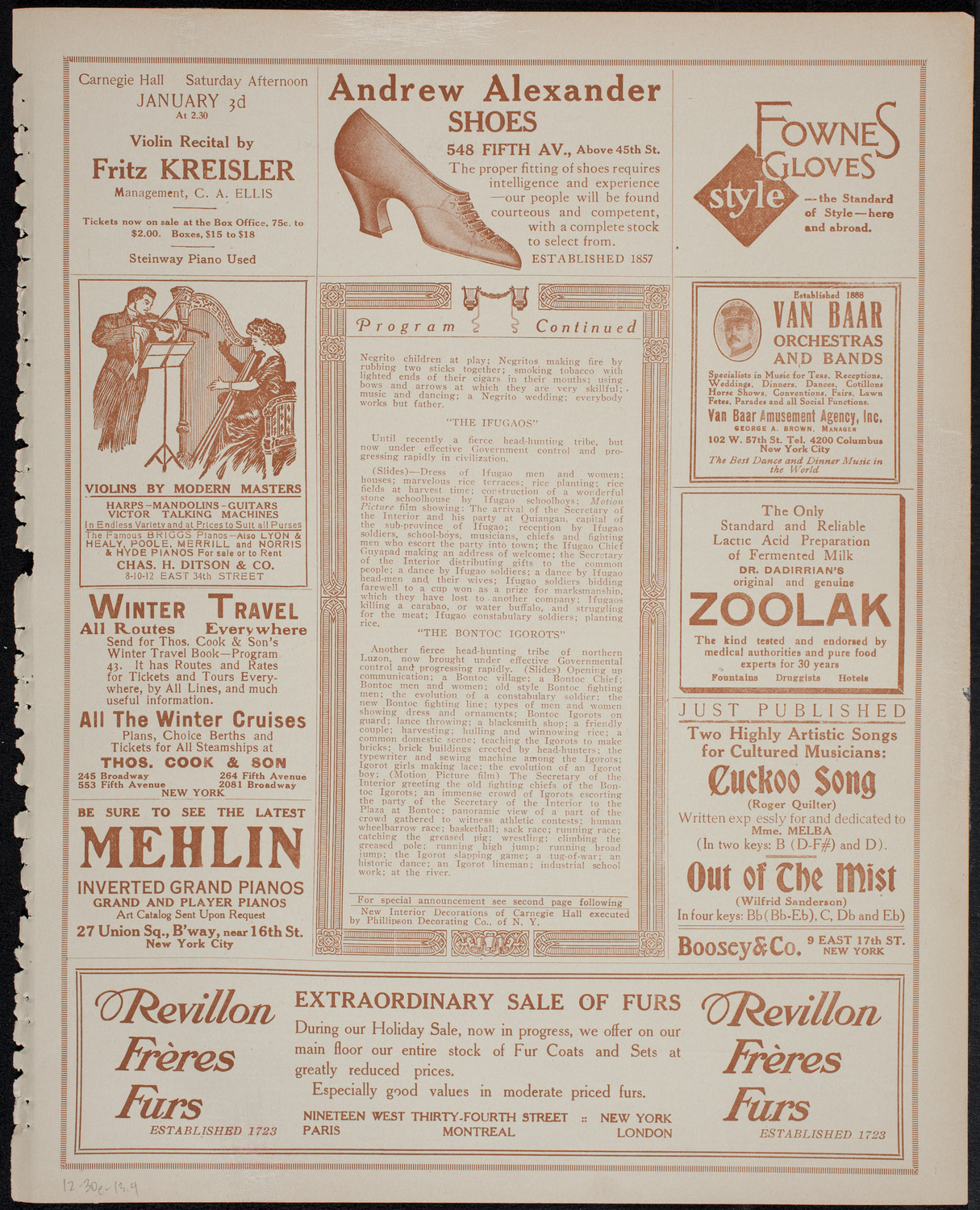 Lecture by Dean C. Worcester, December 30, 1913, program page 7