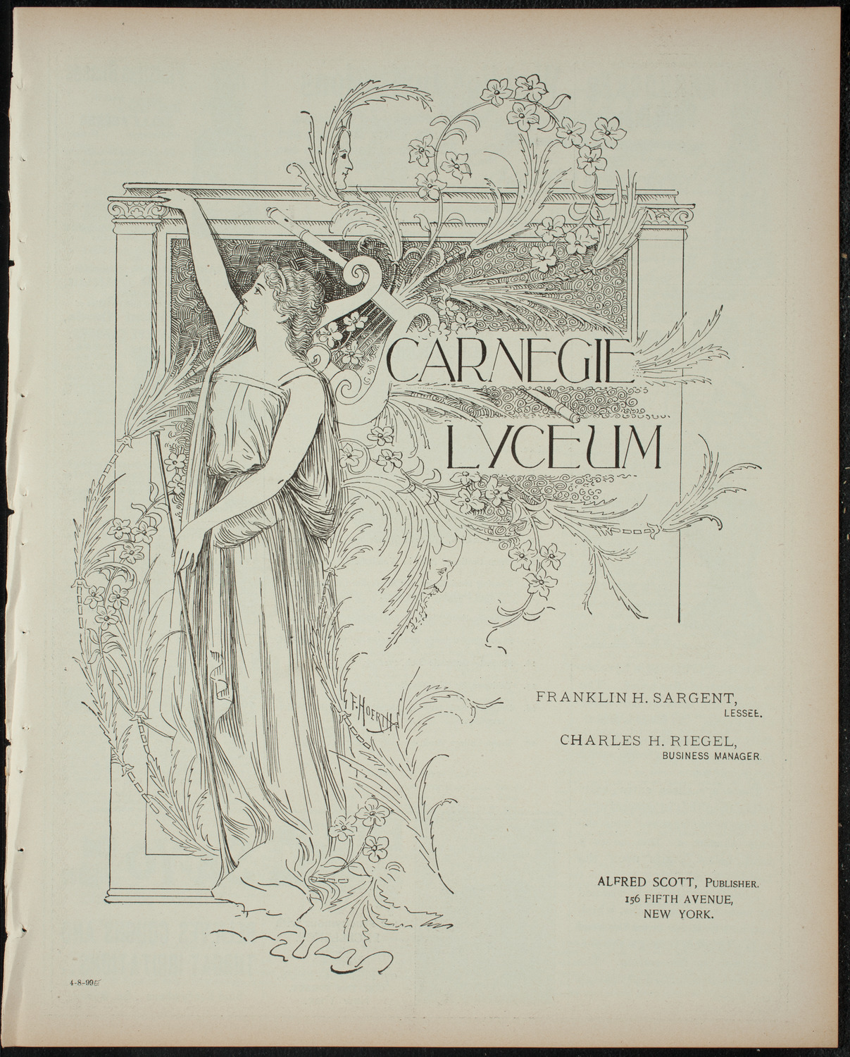 Amateur Comedy Club, April 8, 1899, program page 1