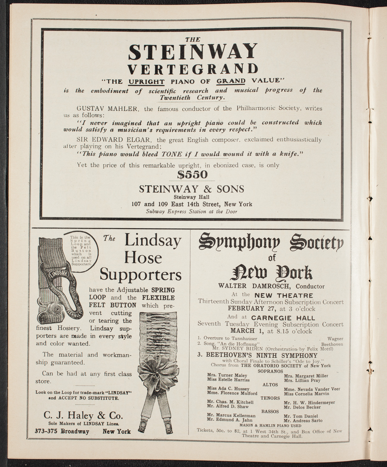 Boston Symphony Orchestra, February 24, 1910, program page 4