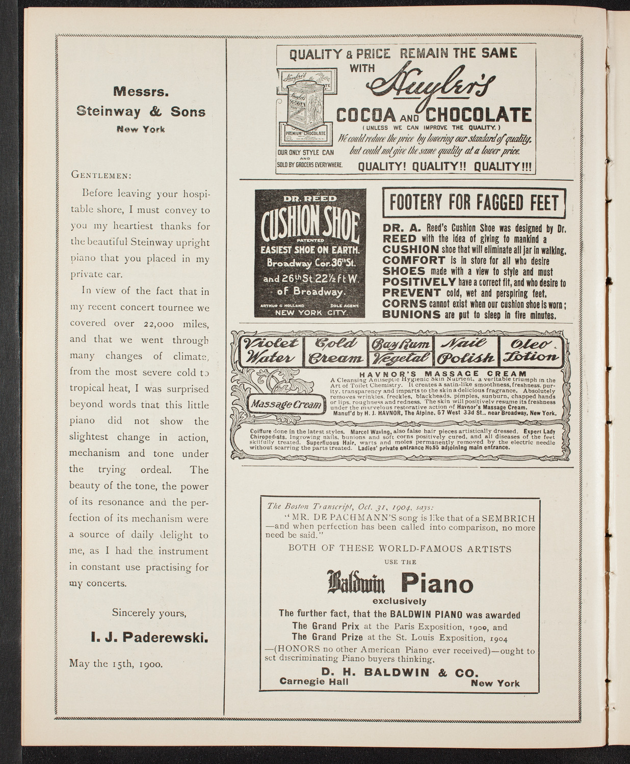 New York Philharmonic, February 10, 1905, program page 4