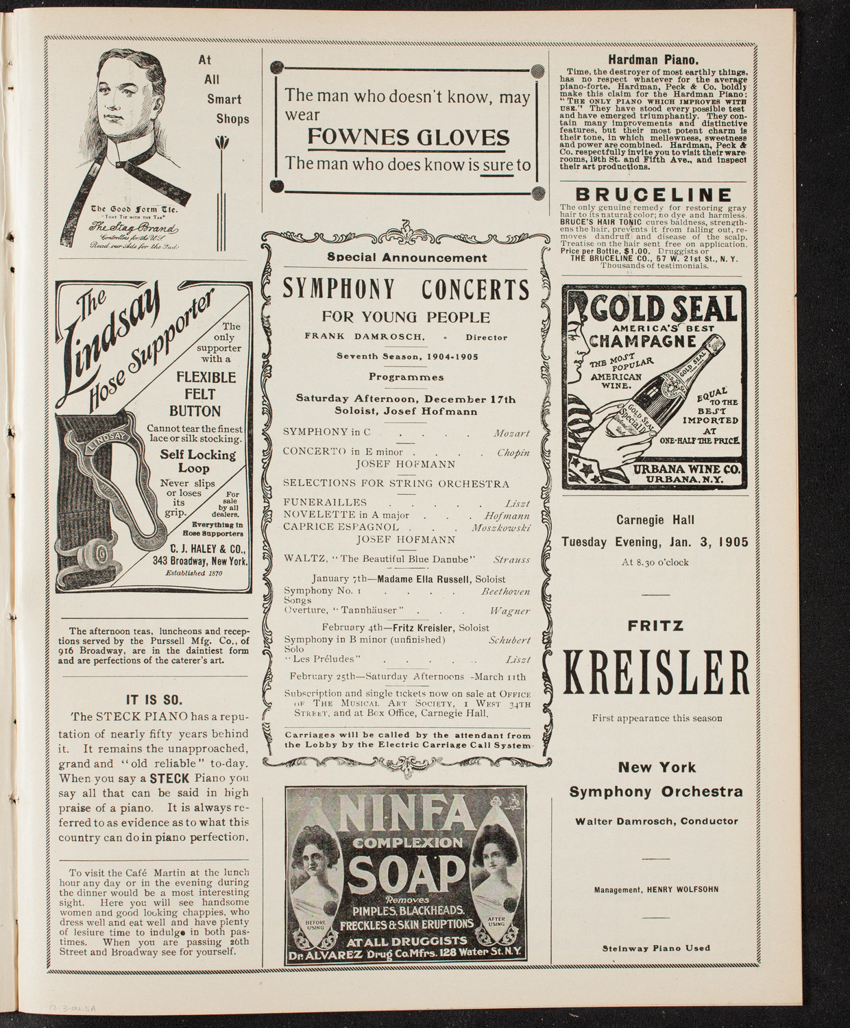 Josef Hofmann, Piano, December 3, 1904, program page 9