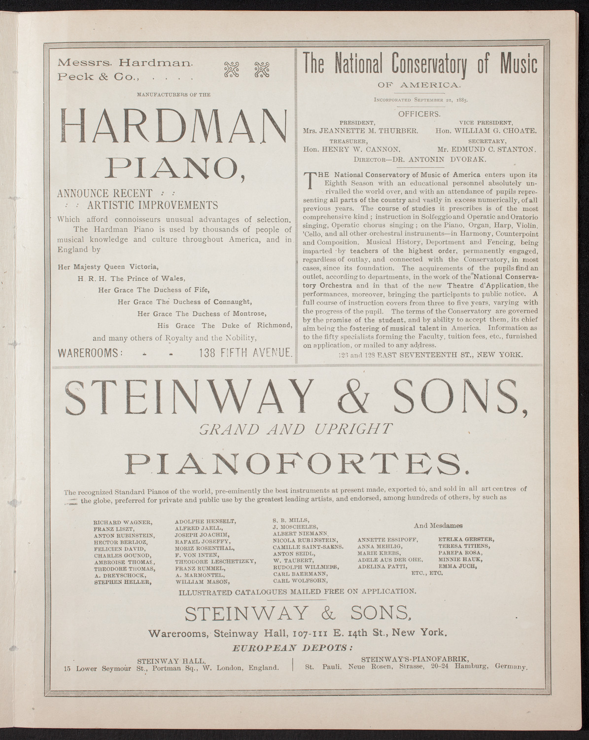 Opera: L'amico Fritz, January 31, 1893, program page 5