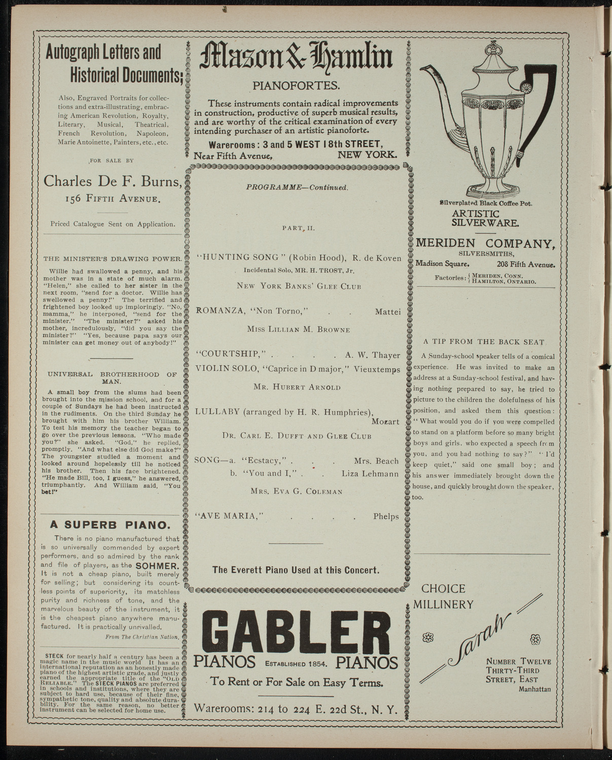 New York Banks' Glee Club, May 16, 1899, program page 6