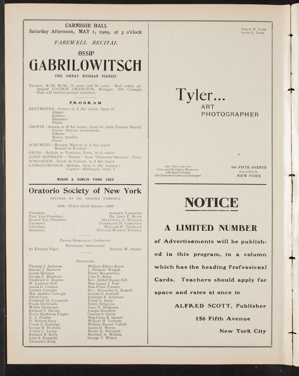 Catholic Oratorio Society, April 25, 1909, program page 10