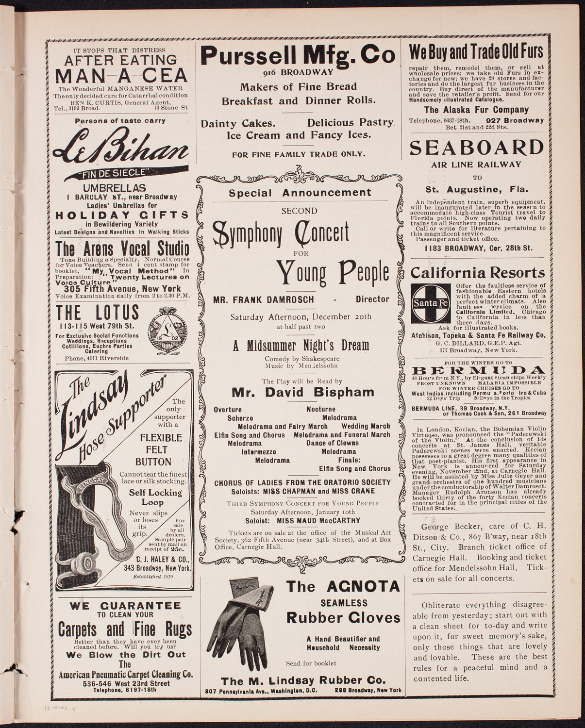 New York Philharmonic, December 5, 1902, program page 9