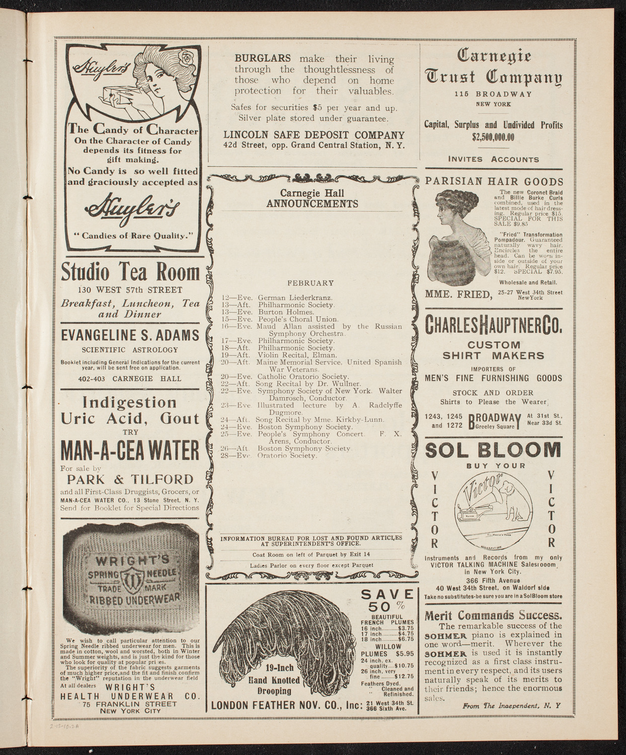Symphony Concert for Young People, February 12, 1910, program page 3