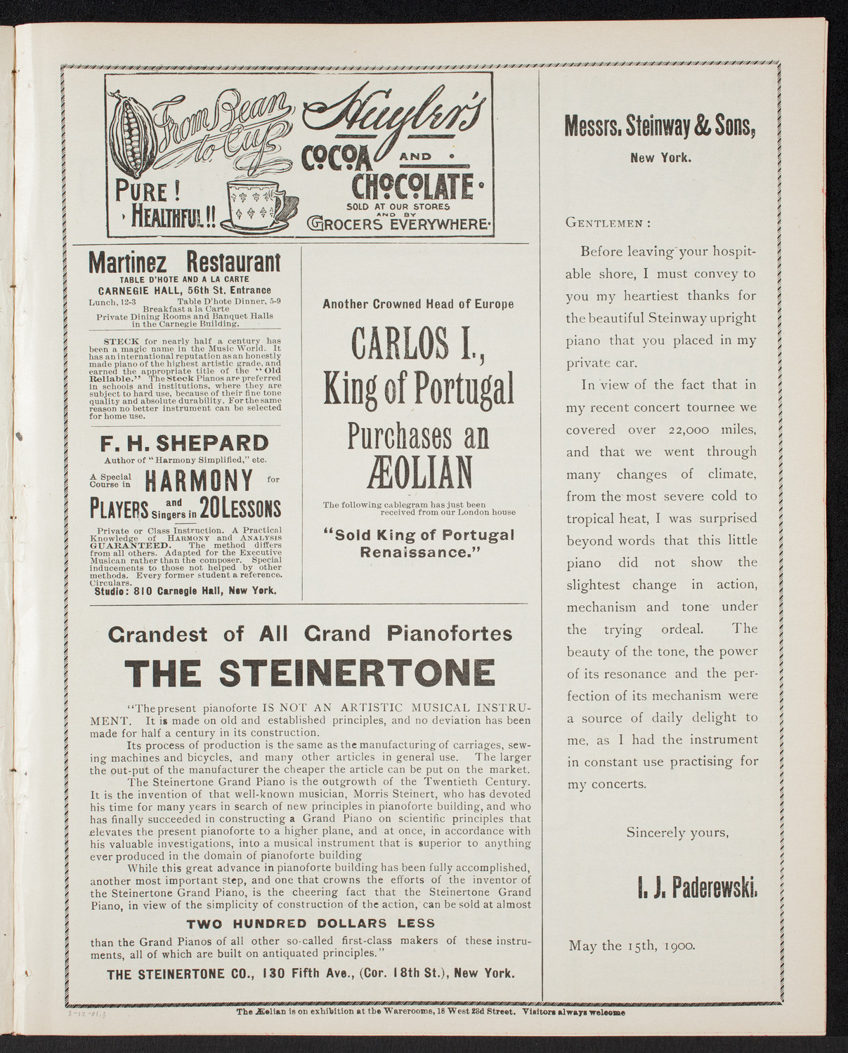 Lecture by Canon Schmitz Didier, March 12, 1901, program page 5