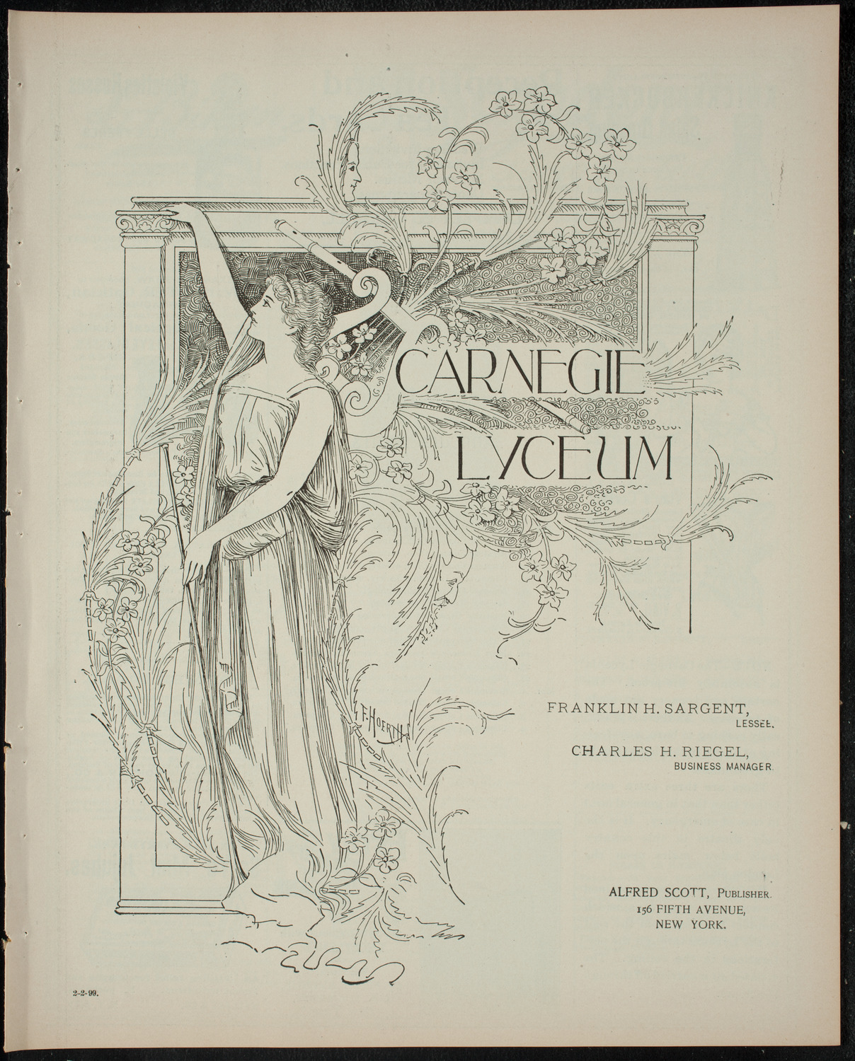 Townsend H. Fellows and Others, February 2, 1899, program page 1