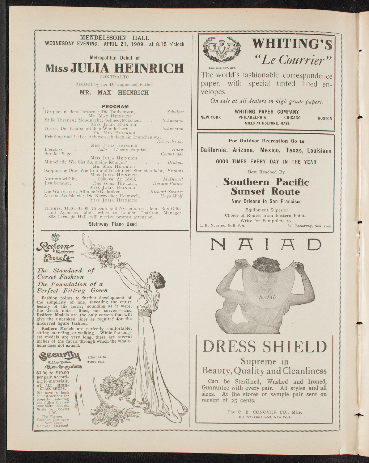 Gustav Mahler and New York Philharmonic, April 6, 1909, program page 2