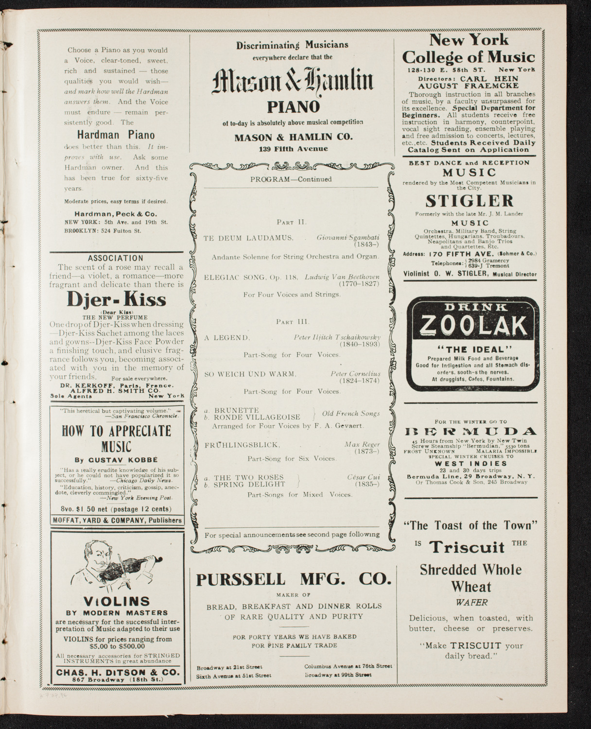 Musical Art Society of New York, March 7, 1907, program page 7