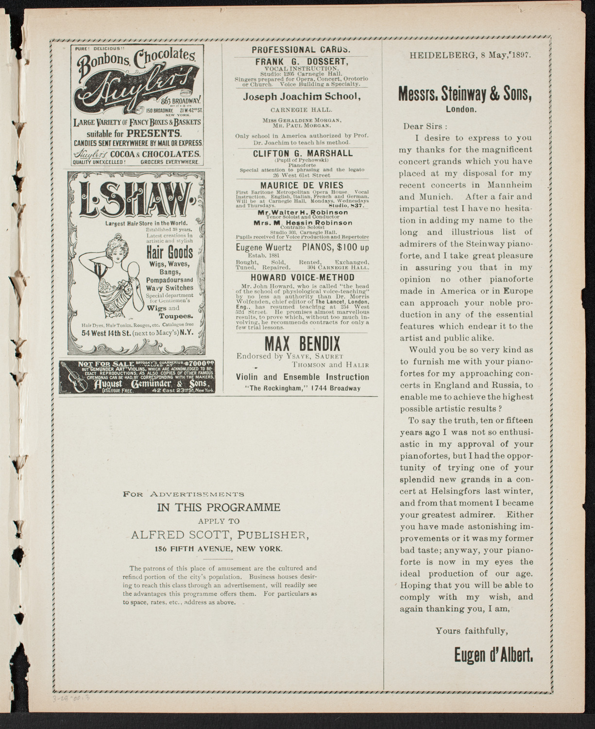 United States Carlisle Indian Band, March 28, 1900, program page 5