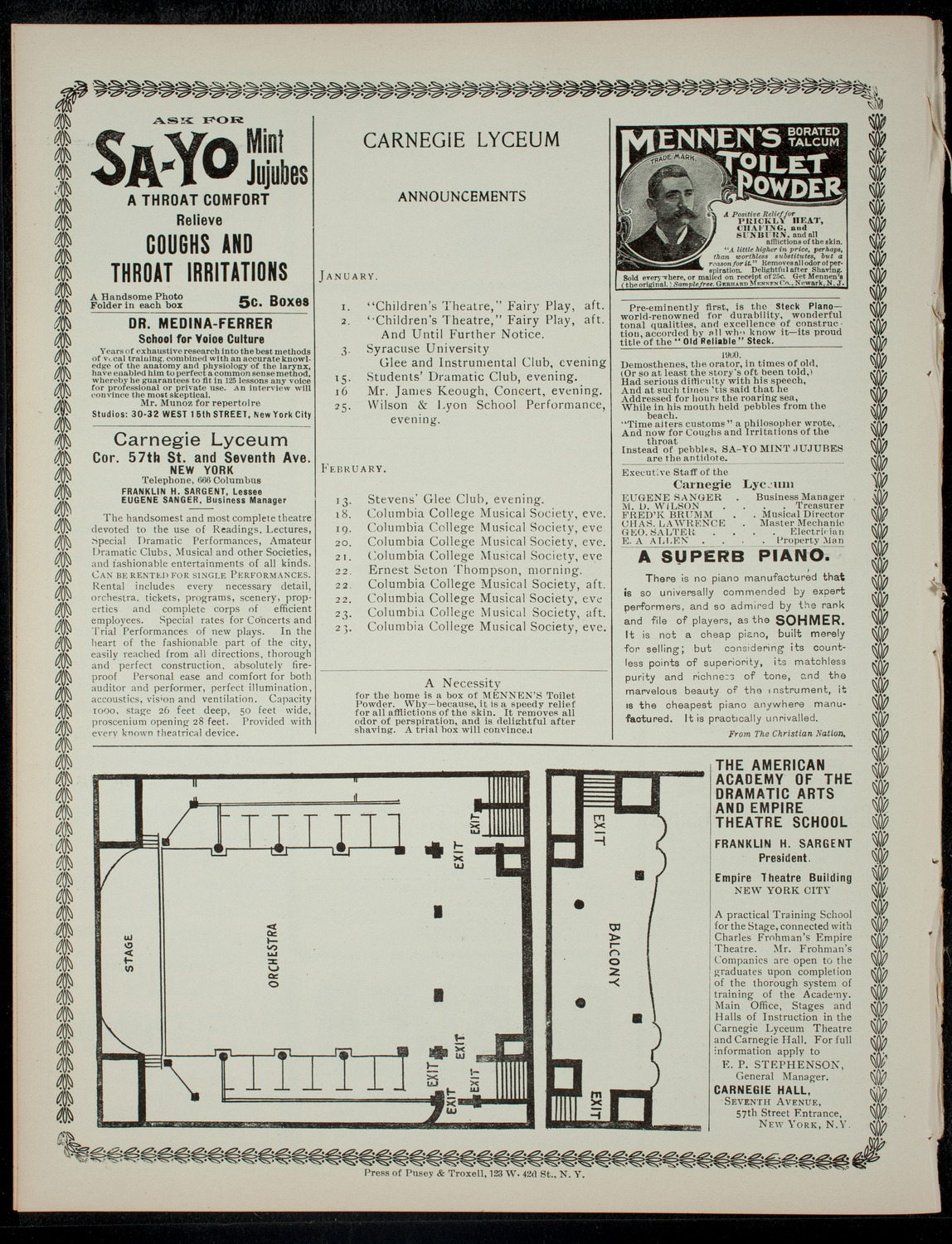 The Children's Theatre, December 31, 1900, program page 4