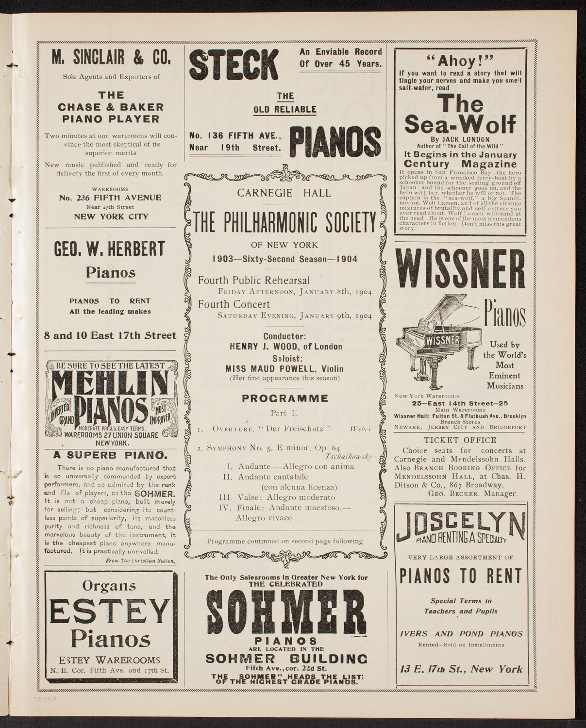 New York Philharmonic, January 8, 1904, program page 5