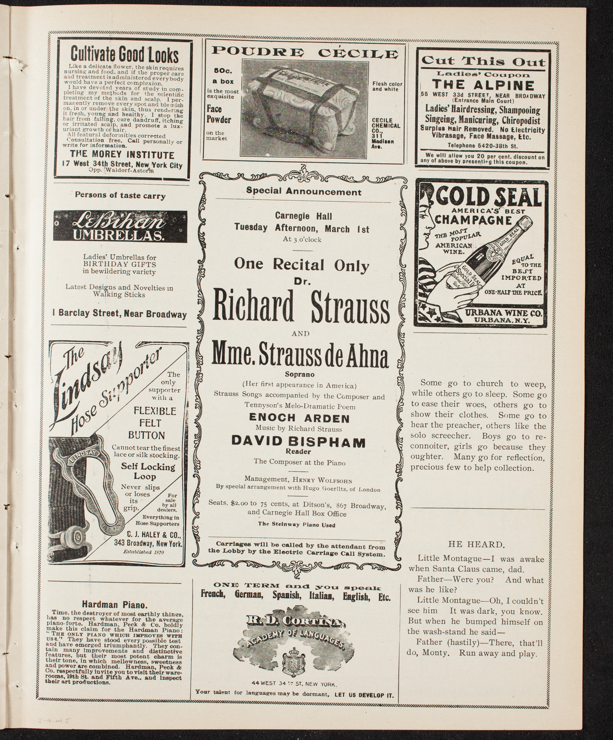Oratorio Society of New York, February 9, 1904, program page 9