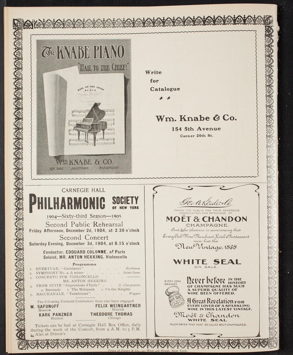 New York Philharmonic, November 11, 1904, program page 12