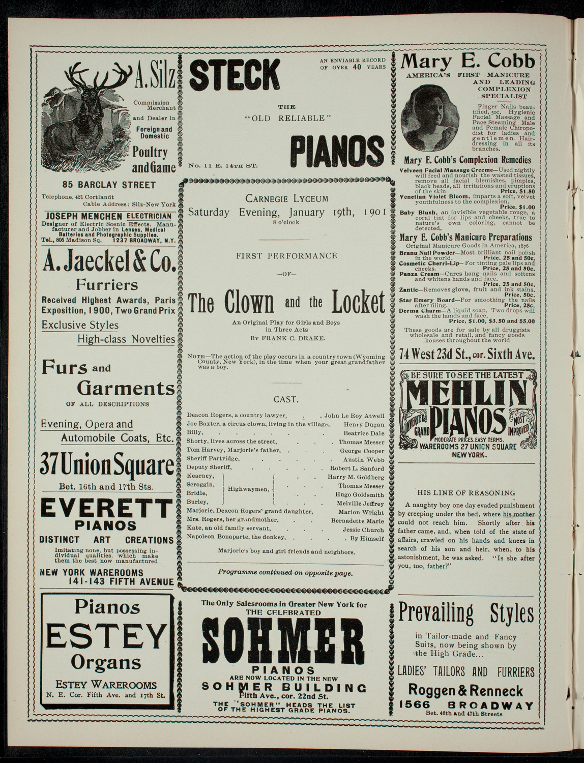 The Children's Theatre, January 19, 1901, program page 2