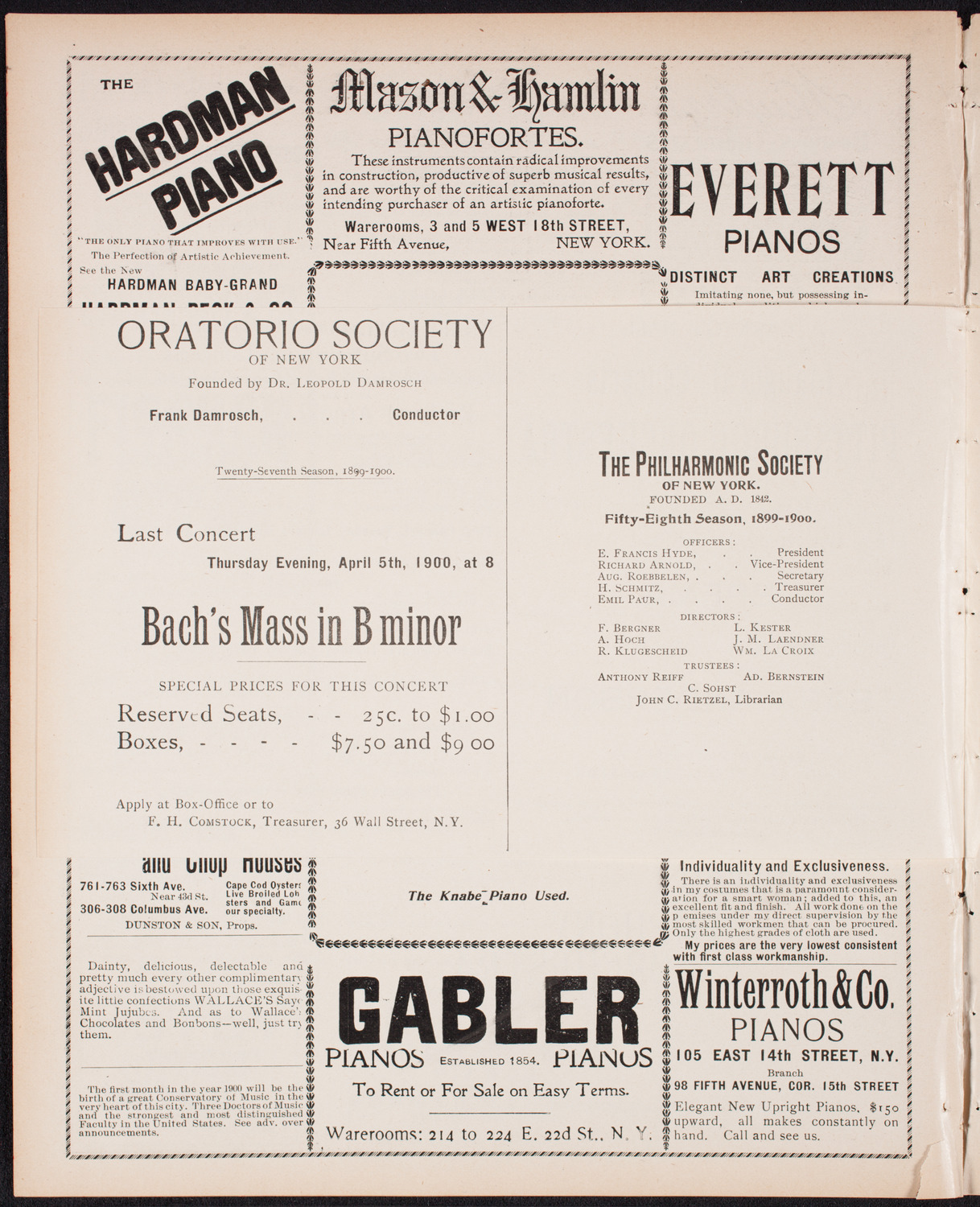 New York Philharmonic, January 6, 1900, program page 8