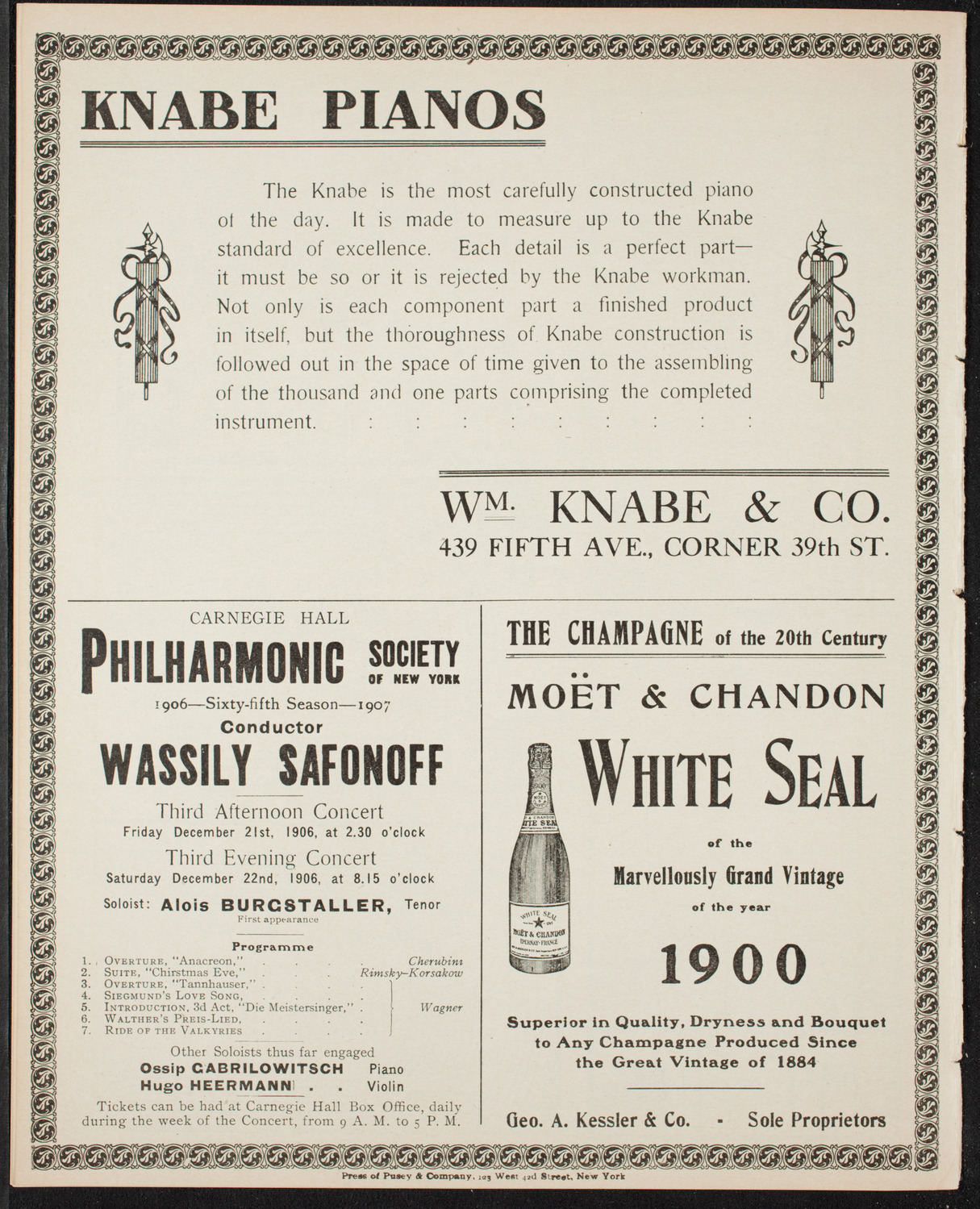 Johanna Gadski, Soprano, December 11, 1906, program page 12