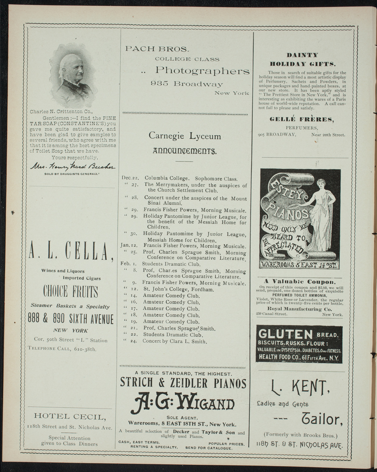 Columbia University Sophomore Class, December 21, 1897, program page 2