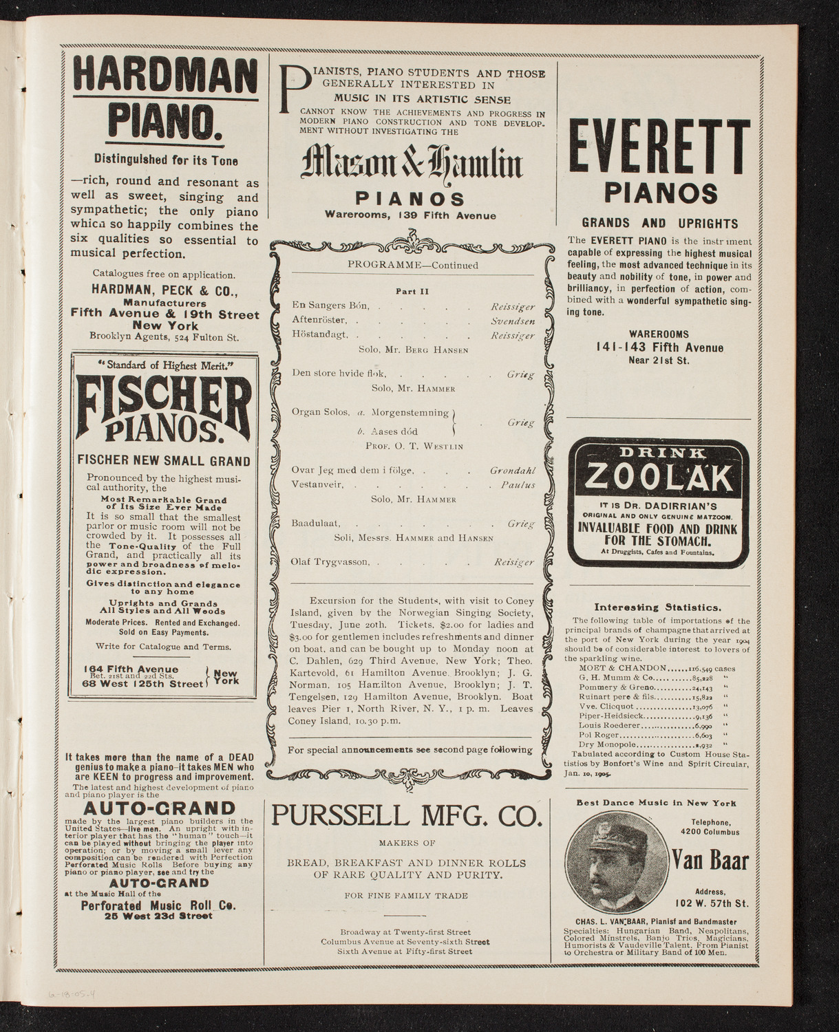 Christiana University Norwegian Student Chorus, June 18, 1905, program page 7