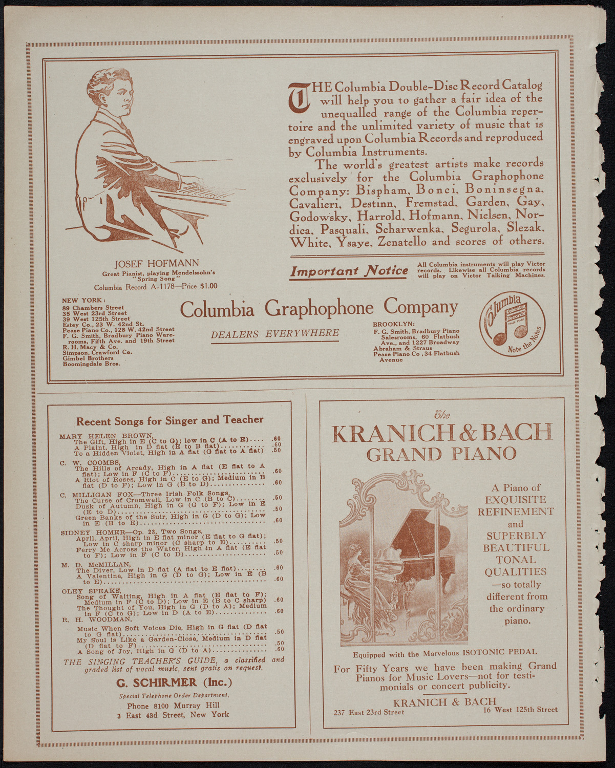 Teresa Carreño, Piano, November 4, 1913, program page 6