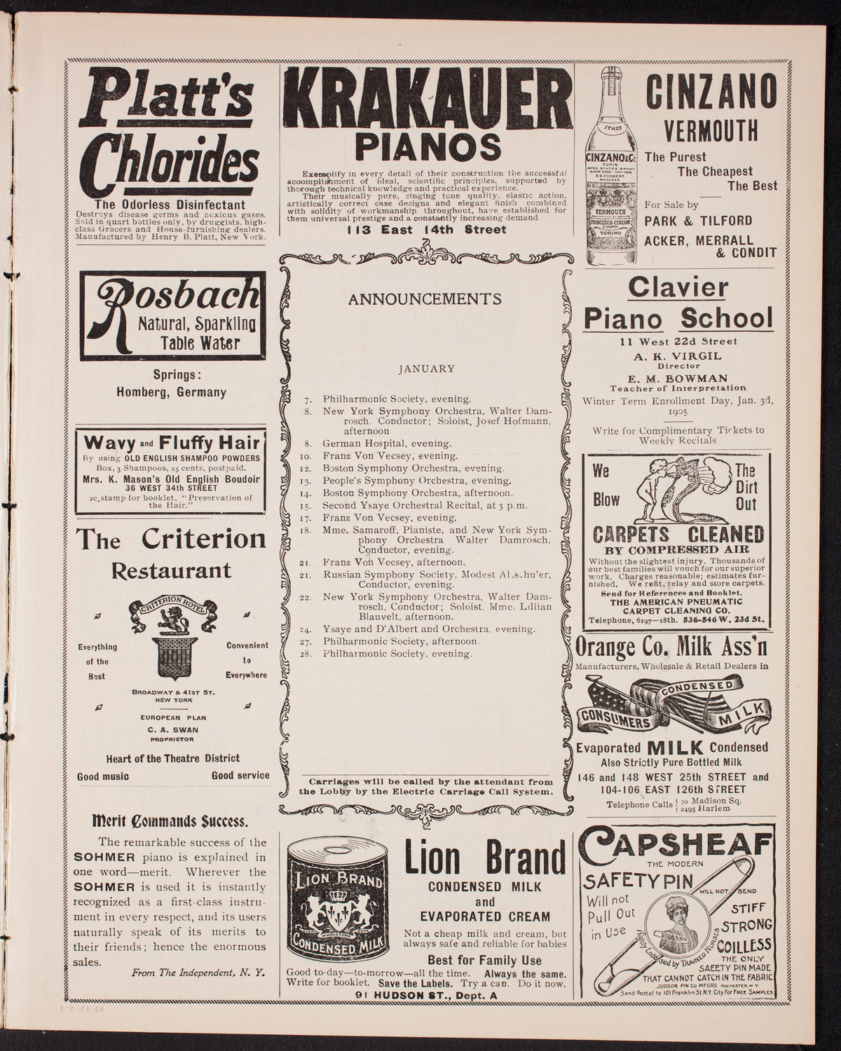 Symphony Concert for Young People, January 7, 1905, program page 3