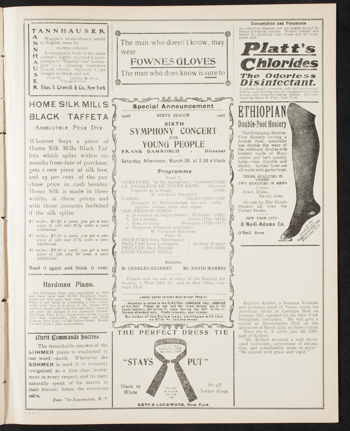 New York Philharmonic, March 16, 1907, program page 9