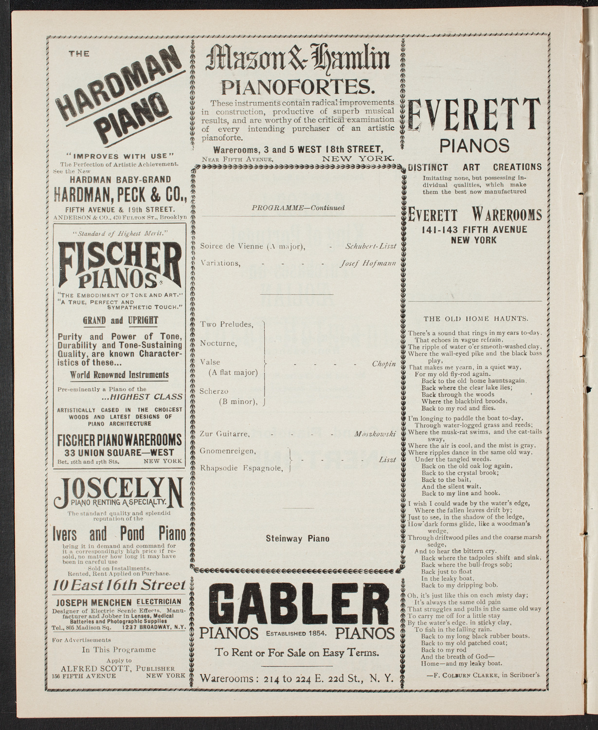 Josef Hofmann, Piano, March 22, 1901, program page 6