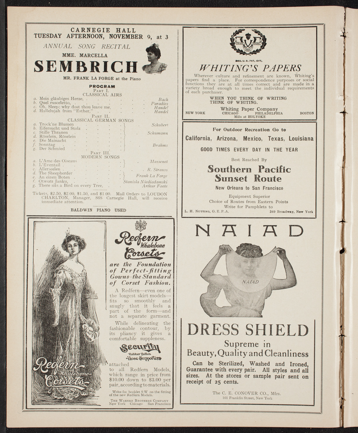 New York Philharmonic, November 5, 1909, program page 2