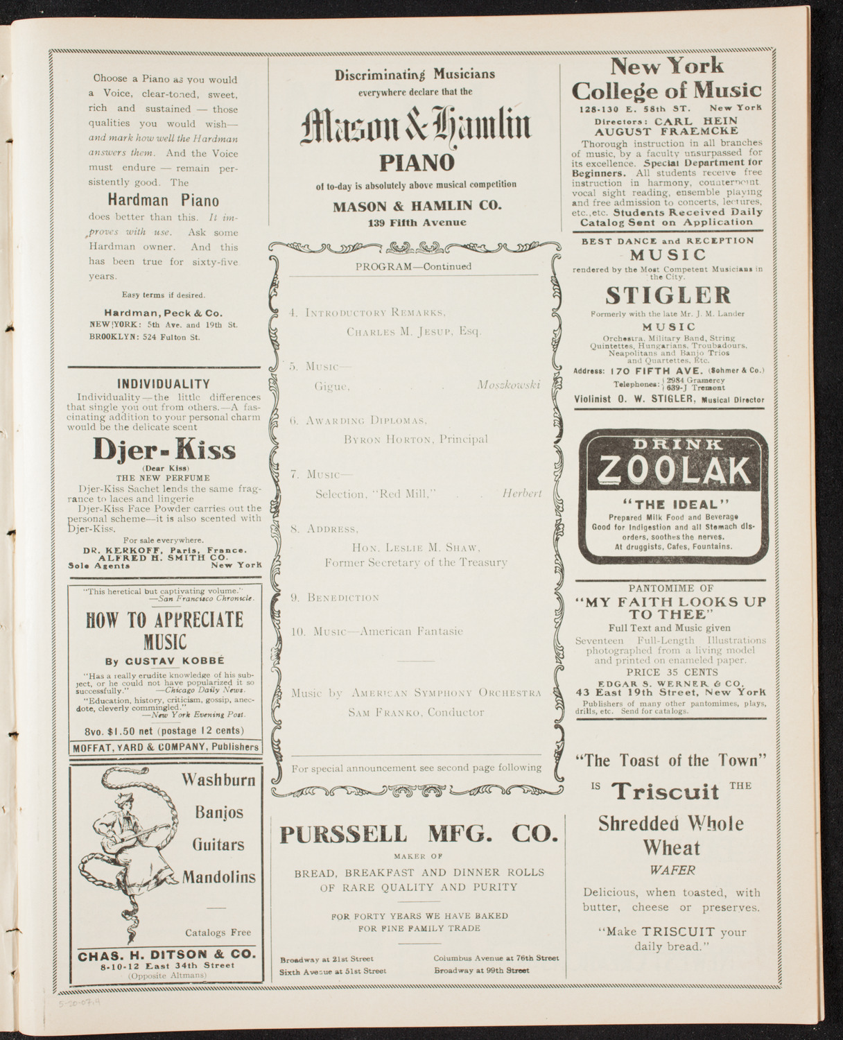 Graduation: Packard Commercial School, May 20, 1907, program page 7