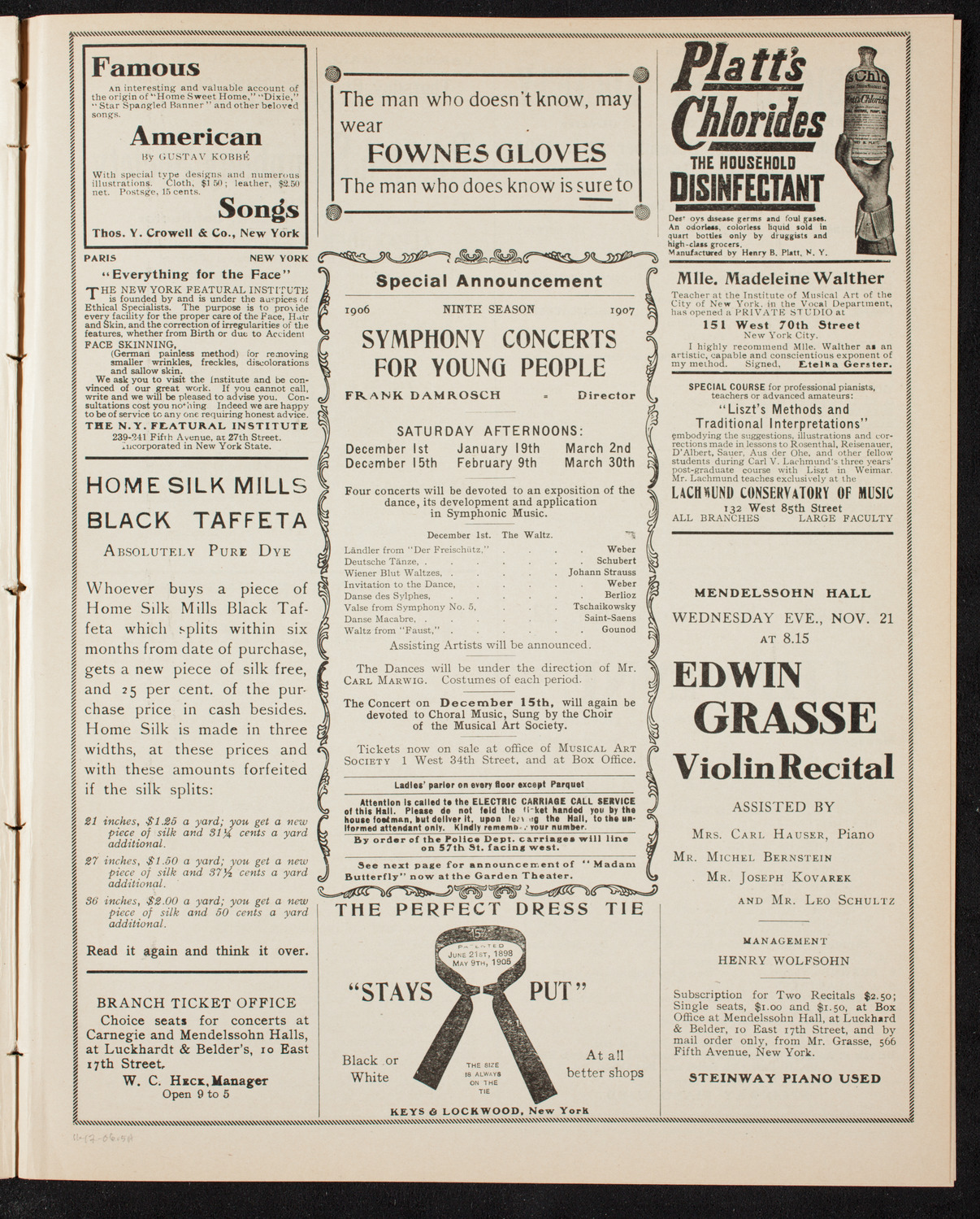 Moriz Rosenthal, Piano, November 17, 1906, program page 9