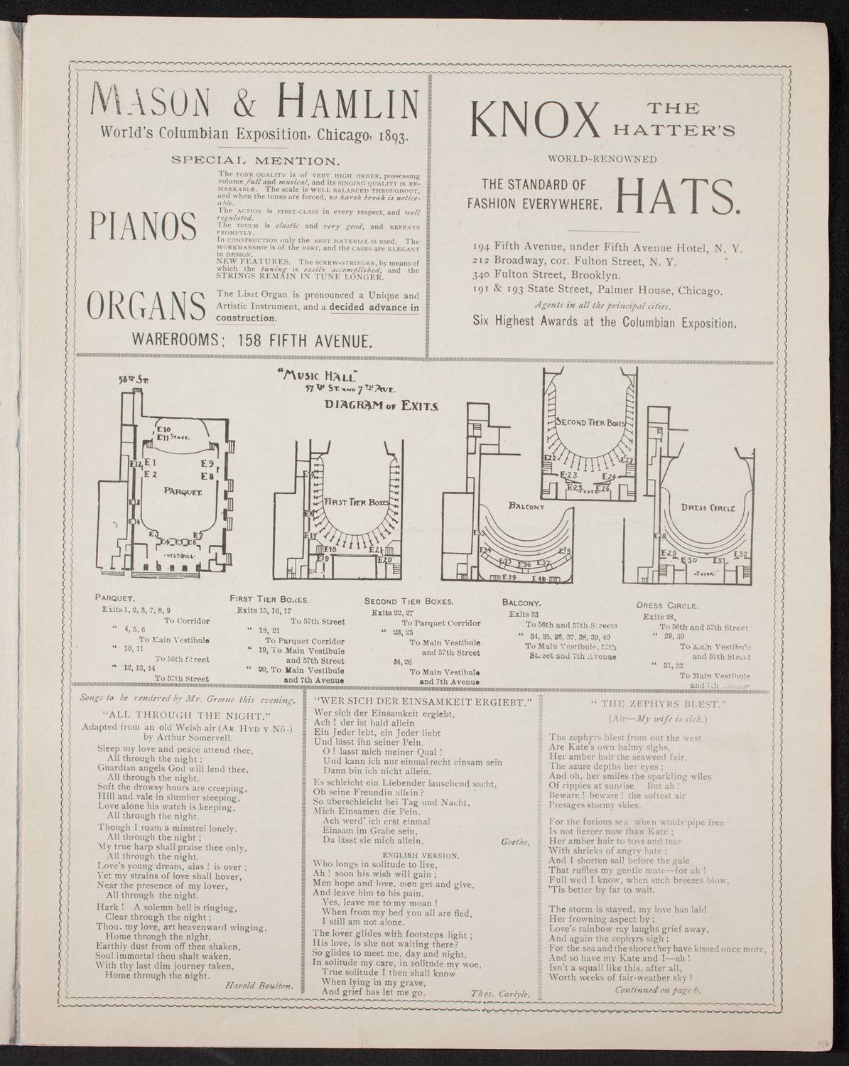 Grand Opera in German: Die Walküre, February 17, 1894, program page 3