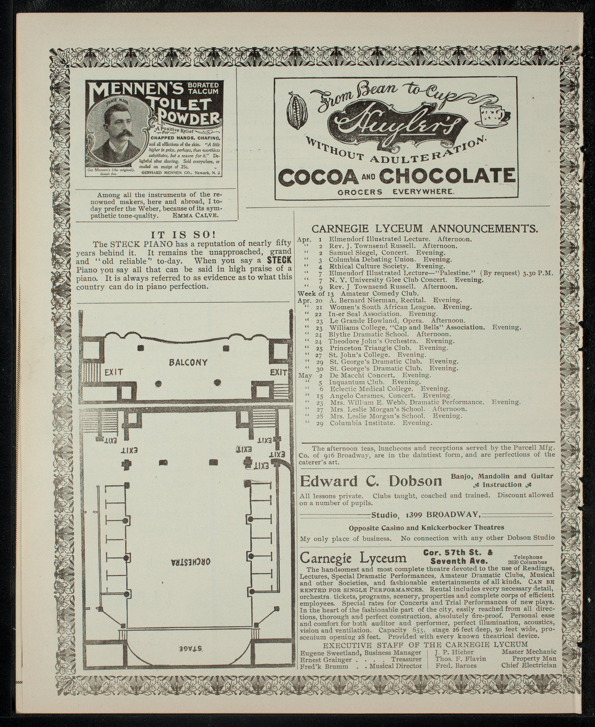 Elmendorf Lecture: Sicily and Capri, April 1, 1903, program page 4